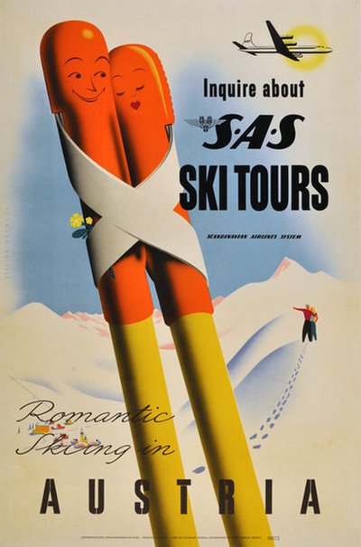 Austria Ski Tours by SAS original poster designed by Hofmann, Walter (1906-1975)