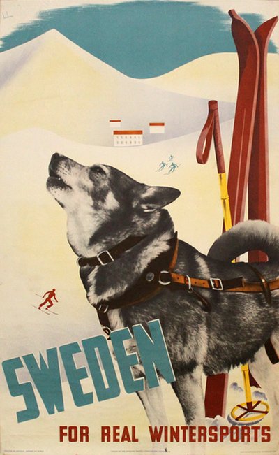 Sweden for real Wintersports original poster designed by Beckman, Anders (1907-1967)