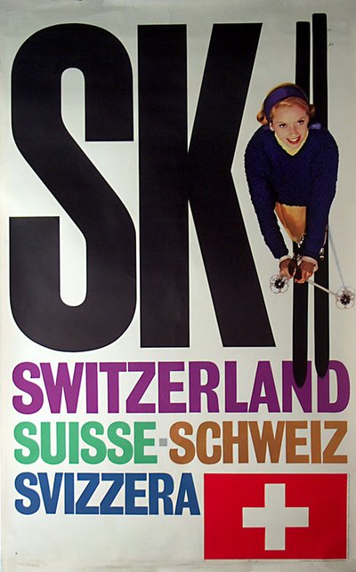 Ski Switzerland  original poster designed by Rene Bittel / Herbert Lubalin