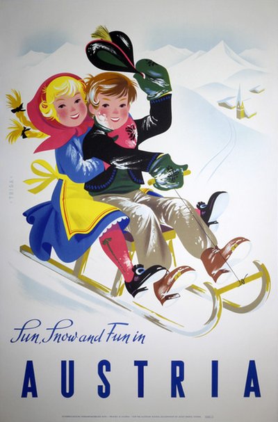 Austria - Sun Snow Fun original poster designed by Grünböck, Fritz 