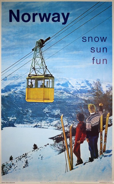 Norway - Snow Sun Fun Ski Poster original poster designed by Photo: Knudsen