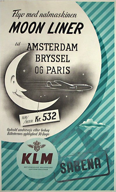 KLM Sabena - Moon Liner original poster 