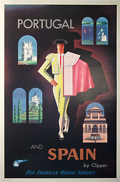 Pan American - Portugal and Spain by Clipper original poster designed by Carlu, Jean (1900-1997)