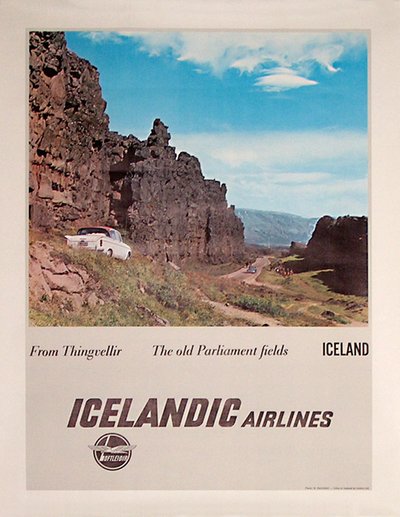 Icelandic Airlines Loftleidur original poster designed by Photo: R. Hafnfjörd