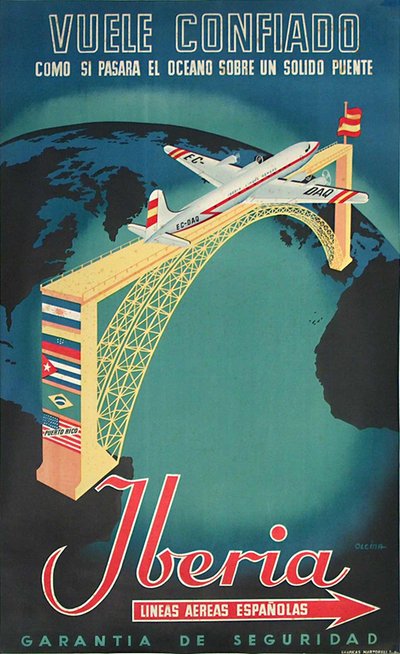 Iberia - Vuele confiado como si pasara el oceano sobre un solido puente original poster designed by Olcina