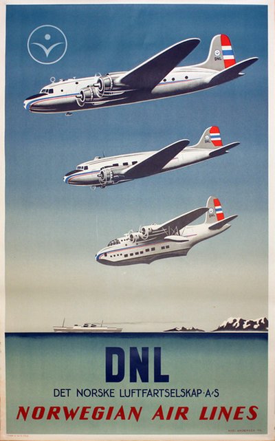 DNL - Norwegian Air Lines original poster designed by Axel Andersen, Axel (1920-1995)