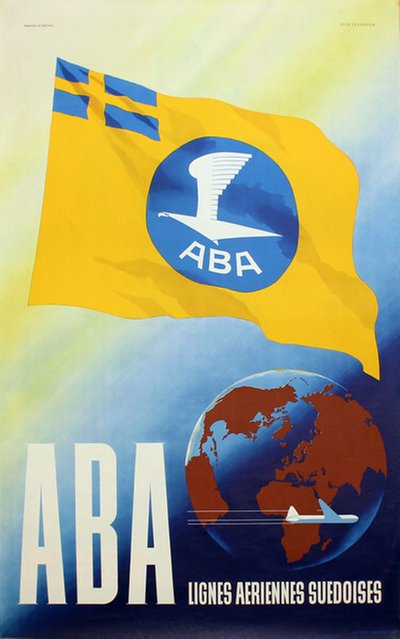 ABA - AB Aerotransport original poster designed by Svensson, Olle (Olof Enar) (1911-1992)