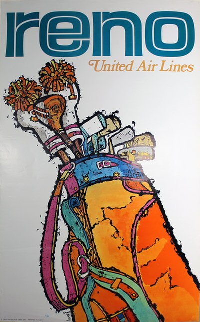 Unitied Air Lines - Reno - Golf original poster designed by Jebary