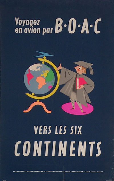 BOAC - vers les six Continents original poster designed by Aldo Cosomati