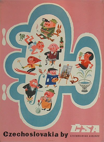 Czechoslovakia Airlines original poster designed by Sedivy, Ivo (1929-1987)
