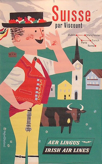 Aer Lingus - Suisse original poster designed by Richard Negus & Philip Sharland