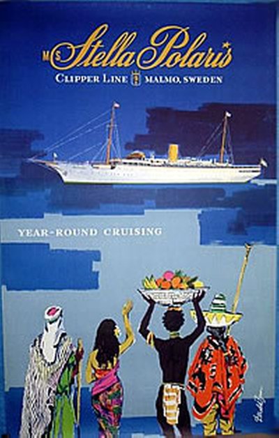 Clipper Line - M S Stella Polaris original poster designed by Brun, Donald (1909–1999)