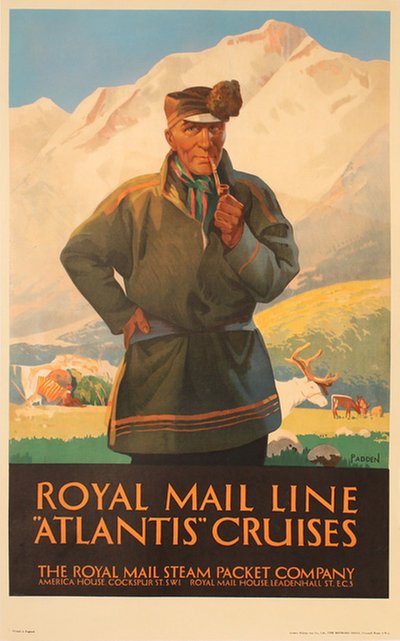 Royal Mail Line Atlantis Cruises original poster designed by Padden, Percy (1885-1965)