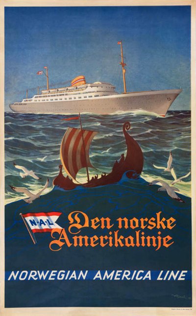 NAL - Norwegian America Line original poster designed by Dahl, Karl (1886-1954)