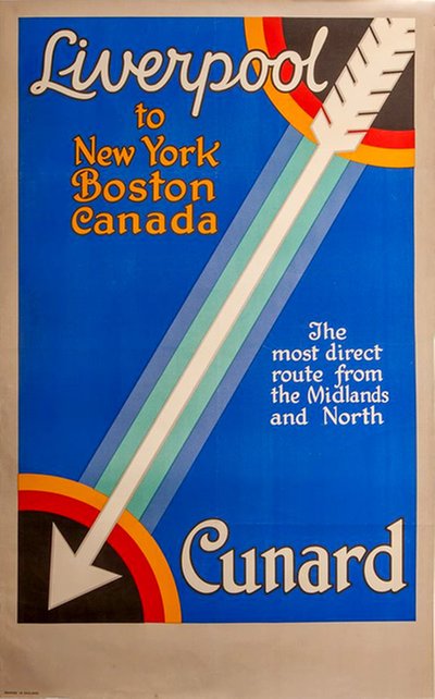 Cunard - Liverpool to New York Boston Canada original poster 