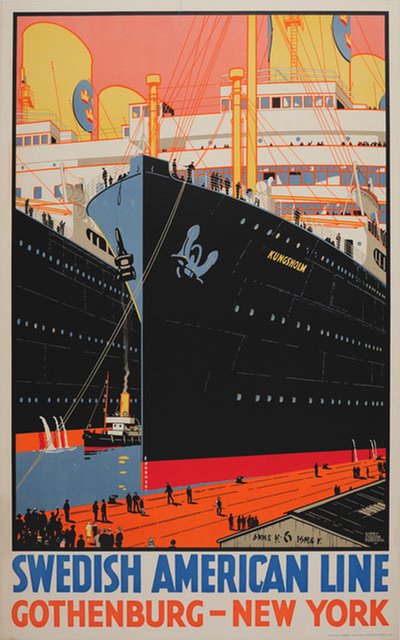 Swedish American Line - Gothenburg - New York original poster designed by Rodmell, Harry Hudson (1896-1984)