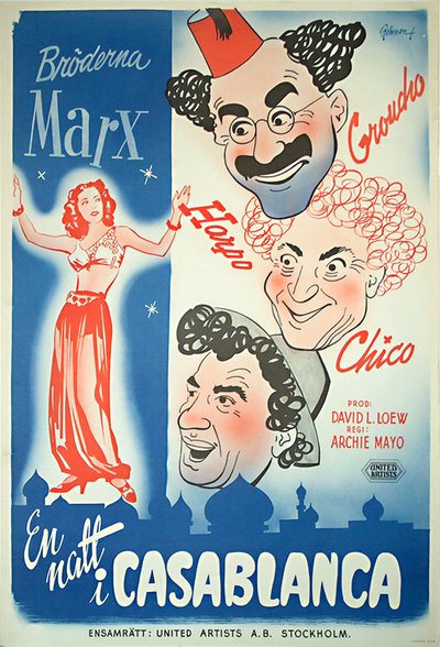 En Natt i Casablanca - (A Night in Casablanca) - The Marx Brothers original poster designed by Rohman, Eric (1891-1949)