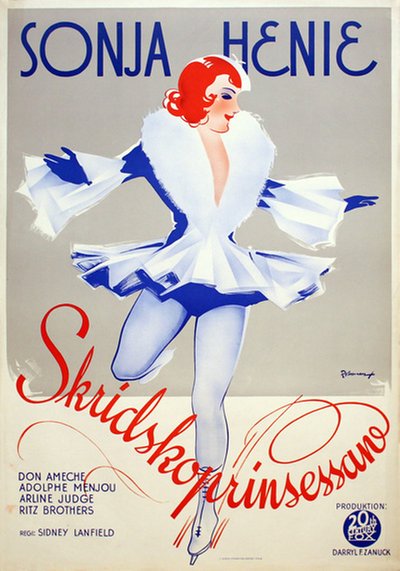 Sonja Henie - Skridskoprinsessan (org. Tiltle: One in a Million) original poster designed by Rohman, Eric (1891-1949)