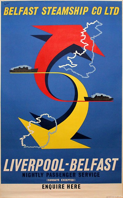 Belfast Steamship Co Ltd - Liverpool - Belfast original poster designed by Nevin