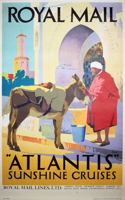 Royal Mail Atlantis Sunshine Cruises original poster designed by Padden, Percy (1885-1965)
