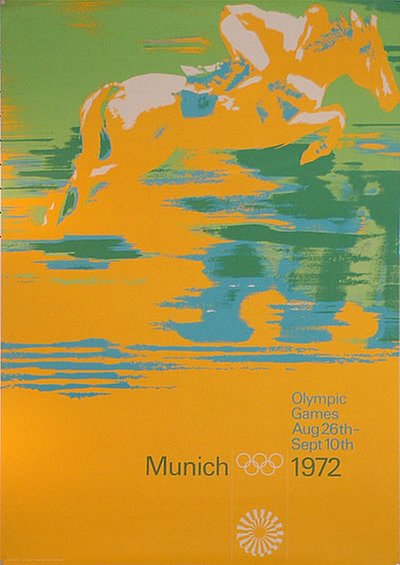 Munich 1972 - A0 - Riding Show jumping original poster designed by Aicher, Otl (1922-1991)
