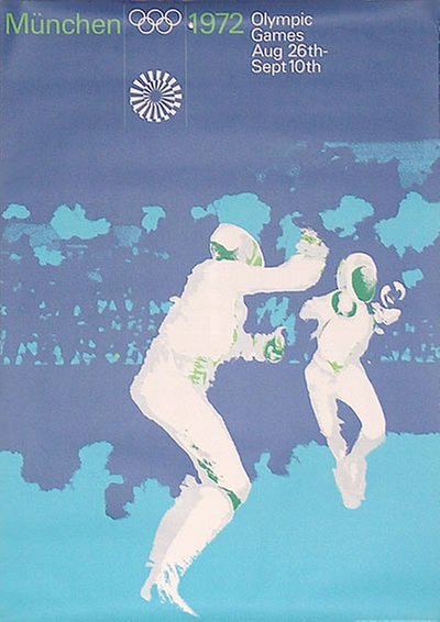 München  1972 - A0 - Fencing original poster designed by Aicher, Otl (1922-1991)