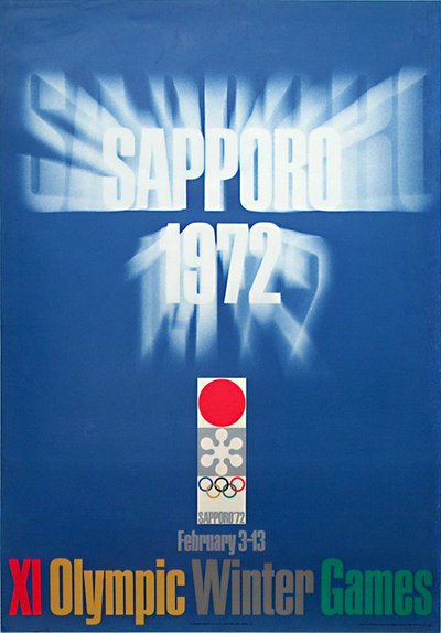 Sapporo 1972  - XI Winter Olympic Games - Japan original poster designed by Gan Hosoya