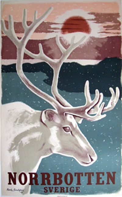 Sweden - Norrbotten North Bothnia original poster designed by Sandgren, Ragnar (Ranke) (1916-2000)