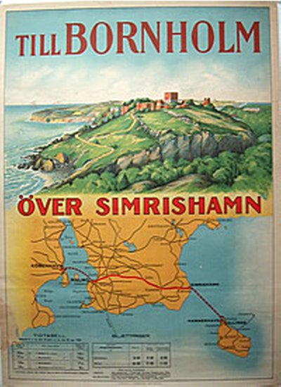 Till Bornholm original poster designed by Zedivy, Frans (1864-1945)