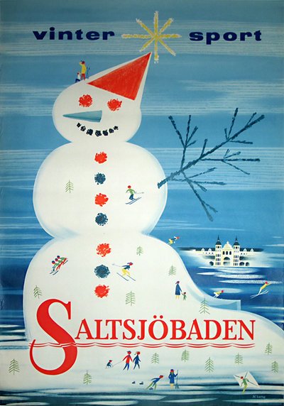 Vintersport Saltsjöbaden Sweden original poster designed by Olle Svensson/Klang