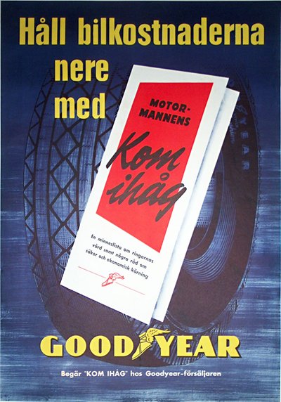 Goodyear Tires original poster designed by Ervaco (Erwin Wasey & Company) 