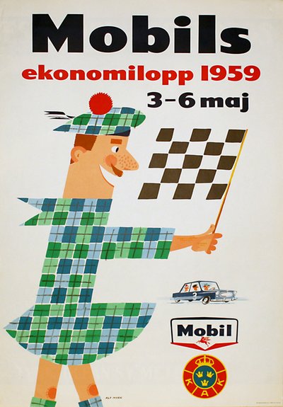 The Mobilgas Economy Run original poster designed by Alf Magne Mork