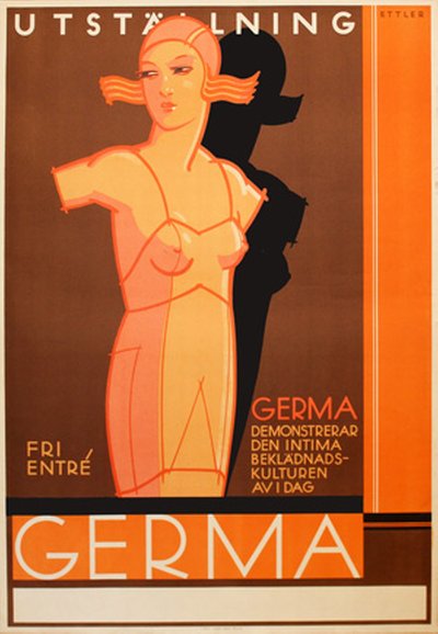 Germa - Women Lingerie Underwear Exhibition original poster designed by Ettler, Max (1879-1952)