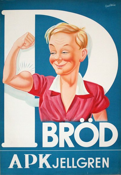 A P Kjellgren Bröd (Bread) original poster designed by Gösta Ottoson