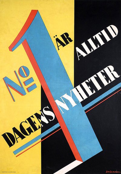 Dagens Nyheter original poster designed by Welamson, Edvard Leon (1884-1972)