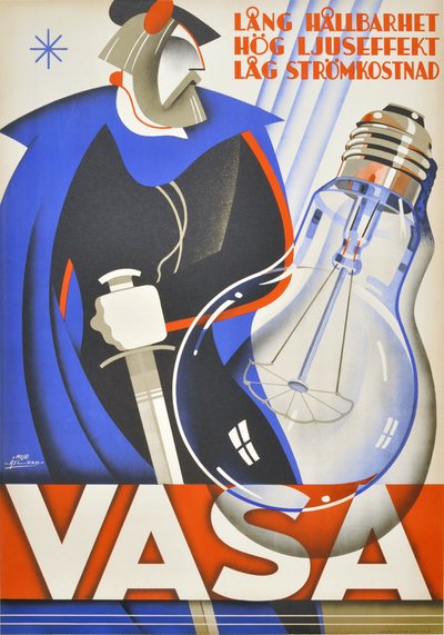 Vasa light bulbs - Vasa Glödlampor original poster designed by Åslund, John Mauritz (Moje)  (1904-1968)