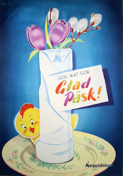 Easter chicken - Glad Påsk! Happy Easter! original poster designed by Else Bison
