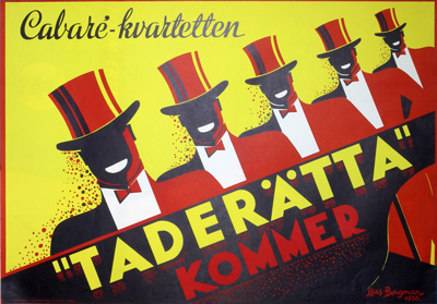 Cabaré Kvartetten Taderätta Kommer original poster designed by Lars Bergman