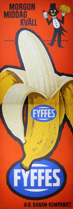 Fyffes Banana original poster designed by Stig Arbman Annonsbyrå