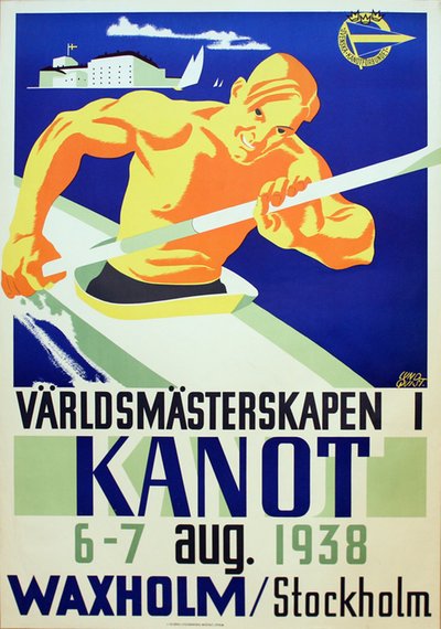 ICF Canoeing World Championships 1938 - Sweden Vaxholm original poster designed by Lundqvist, Birger (1910–1952)