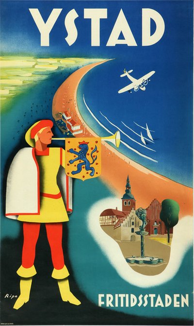 Ystad - Fritidsstaden original poster designed by Ripa, Hans (1912-2001)