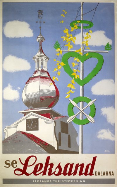 Leksand Dalarna Sweden original poster designed by David Tägtström (1894-1981)