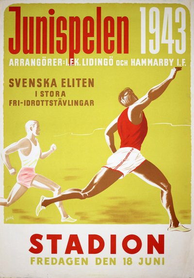 Junispelen 1943 - Stockholm original poster designed by Gunnar Hellström