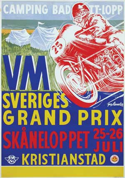 Original authentic vintage poster Title 'The Swedish motorcycle