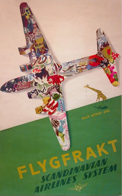 SAS - Flygfrakt Cargo original poster designed by Vagnby, Viggo (1896-1966)