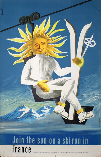 France - Join the sun on a ski-run original poster designed by Dubois, Jacques (1912-1994)