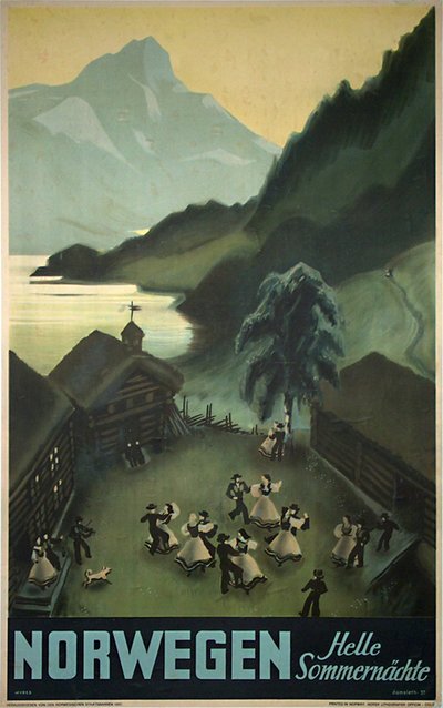 Norwegen - Helle Sommernächte original poster designed by Damsleth, Harald (1906-1971)