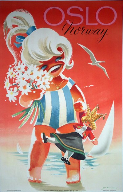 Oslo - Norway original poster designed by Yran, Knut (1920-1998)