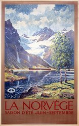 La Norvège saison d'été Juin-Septembre original vintage poster