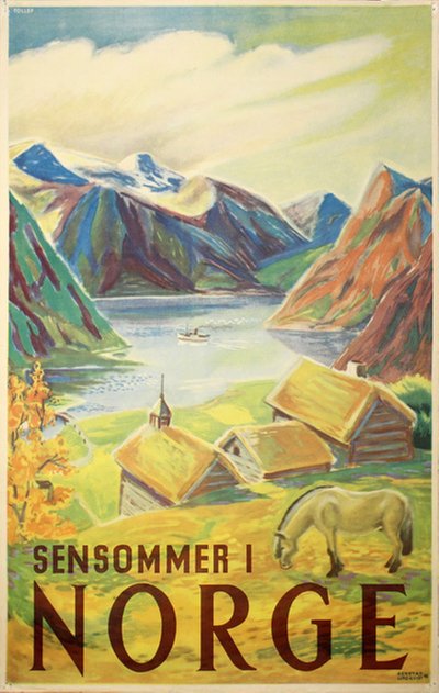 Norway - Sensommer i Norge original poster designed by Leif Henstad / Lindquist